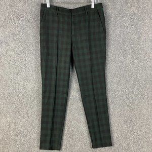 21 Men Dress Pants Size 30 Checkers Green Polyester Blend Inseam 29"